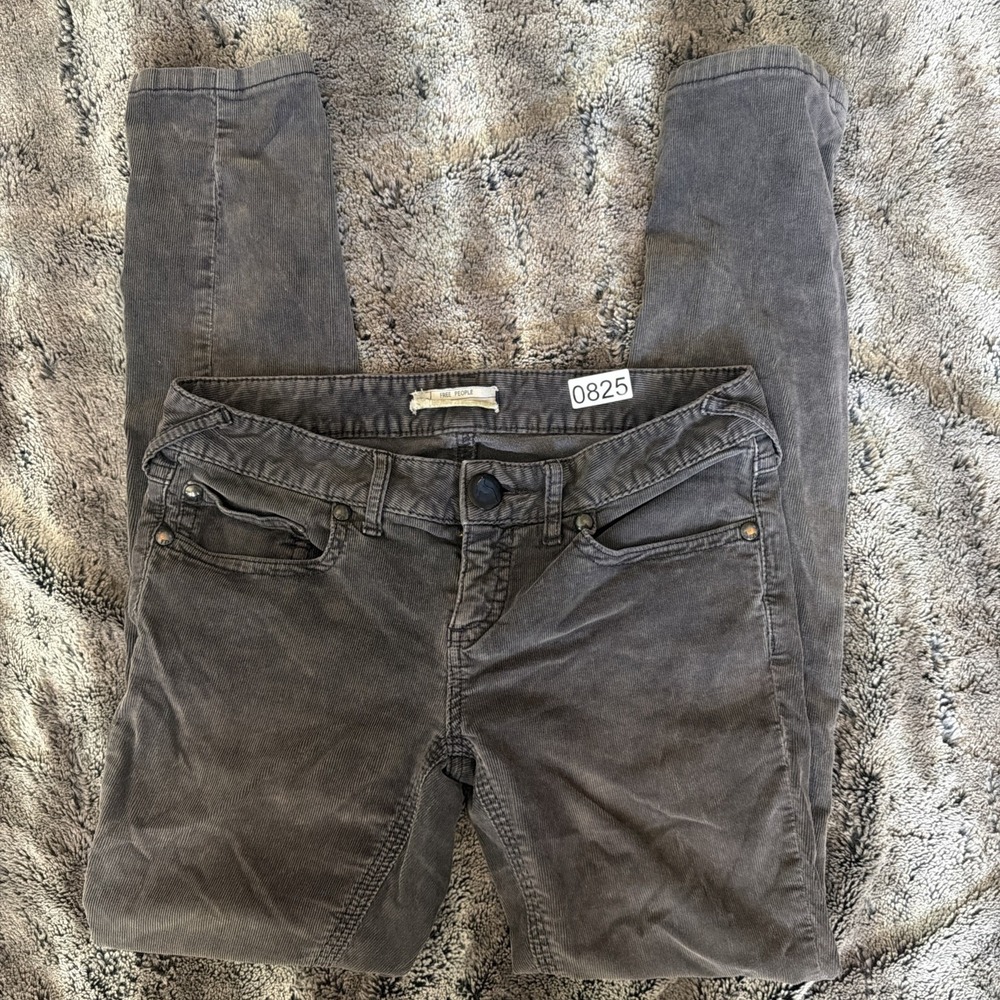 Free People Corduroy Pants Low Rise Skinny Womens 29 Brown Plum Stretch Y2K
